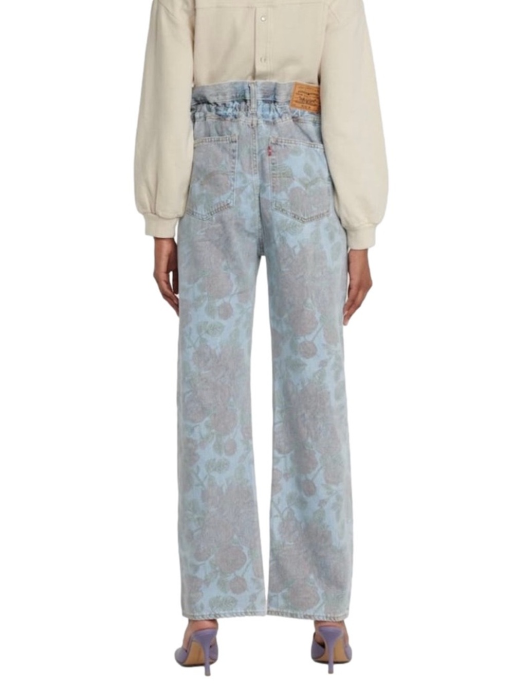 Ganni x Levi's floral print high-rise paper bag Jeans - Picture 2 of 9